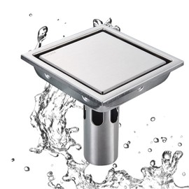 Vilike coladera para regadera,150 * 150MM Drenaje de Piso Cuadrado,Acero Inoxidable,coladera antiolores y Anti-Insectos,for Cocina,baño,sótano Ducha Suelo,garajes, Piscinas（Plata-L）