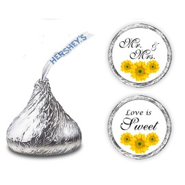 324 Sunflower Love is Sweet Wedding Kisses Stickers. Floral Kiss Wedding Stickers, Chocolate Drops Labels Stickers For Weddings, Bridal Shower Engagement Party, Party Favors For Hershey's Kisses