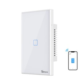 SONOFF Smart Light Switch, 2.4GHz WiFi Touch Smart Wall Switch for Lights, Works with Alexa and Google Home, RF433 Remote Interruptor Inteligente, Neutral Wire Required, 1 Gang 1 Way TX T2