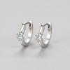Diamond Small Sleeper Hoop Earrings 925 Sterling Silver for Women