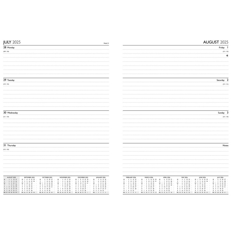 2025-26 A5 Academic Diary Week to View Soft Red