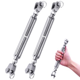 Autokcan 2PCS 1/2” X 12.5” M12 304 Stainless Steel Turnbuckle Extra Large Heavy Duty Turnbuckles for Cable Wire, 1100 LBs Load