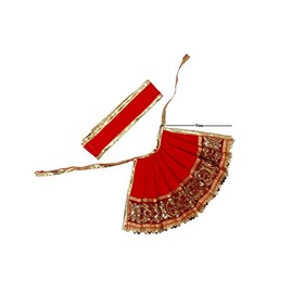 Mygodgift Navratri Special, MATA Rani Vastra, Devi MATA Poshak, Durga MATA Dress, Radha Rani Poshak for Standing Idol, Made of Silk Cloth (7 Inch, Red Plain)
