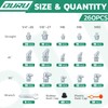 OURU 260PCS Grease Fittings Kit, SAE & Metric Zerk Grease