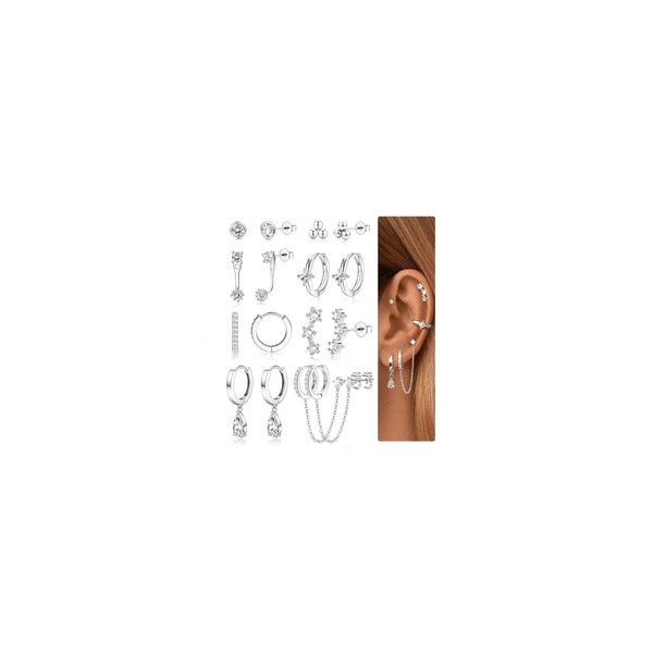 Thunaraz Small Gold Hoop Earrings Set for Women - 14K