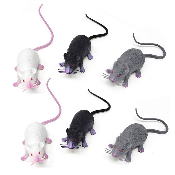HONBAY 6PCS Plastic Halloween Fake Rat Simulation Mouse Maggot Toy