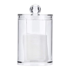 Naroote Cotton Round Holder, Acrylic Makeup Pads & Swabs Dispenser, Clear, 3x3x4.3 inches