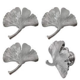 brandname Mizhang Ginkgo Leaf Knobs 4 Pcs Ginkgo Biloba Leaves Drawer Knob Pull Handle with Screws Hardware Accessories Home Furniture Decor Kitchen Cabinet Wardrobe Closet Dresser Cupboard(Silver)