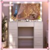 Yamissi White Vanity Set with Large LED Lighted Mirror Makeup