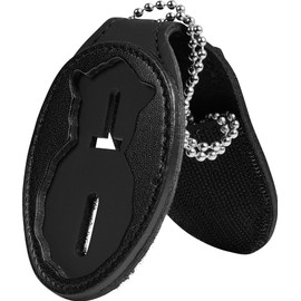 Perfect Fit Shield Wallets USAF SP Air Force Security Police Badge Holder with Chain for Neck and Belt Clip Black Leather (Cutout DK197)