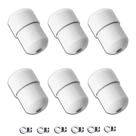 NA 6 Pcs Connector Metal Chrome Bathroom Light Pull Cord Joiner with Connector Clip Weighted Acorn Cord Pull Cord for Ceiling Light Switches Shower Blinds Fan Pull White