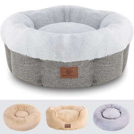 Cat Beds for Indoor Cats,Small Dog Bed,Cuddler Dog Beds,Calming Dog Bed Donut,Soft Anxiety Cozy Pet Beds,Puppy Bed for Small/Medium Dogs Washable Round in Grey Color,WINDRACING PET