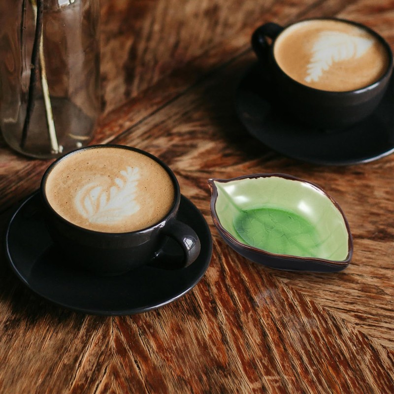 Didiseaon 2pcs Leaf Shaped Ceramic Spoon Holder Utensil Rest for