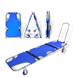JJFFTAO，Rescue Stretcher，Medical Stretcher，Aluminum 4-Wheel Foldable Stretcher Trolley with Drawbar，Gurney Stretcher can Hold 350 lbs，Used in fire Rescue, Fitness venues, Hospitals, etc