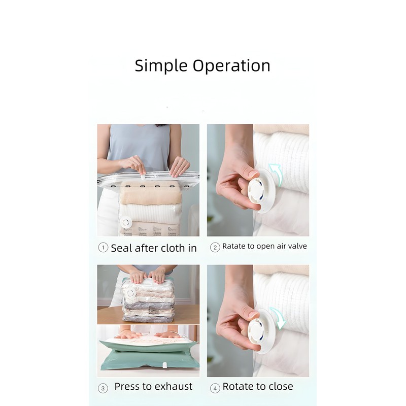 6-Pack Reusable Vacuum Compression Storage Bags Set, With Hand Pump,