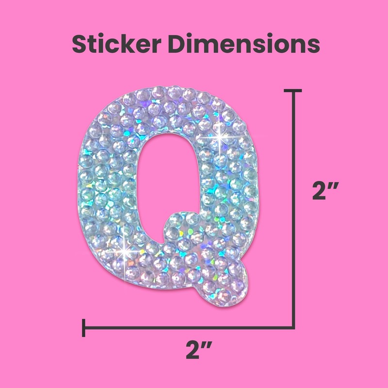StickerBeans® Sparkly Rhinestone Alphabet Letter Sticker Q - Unique Design