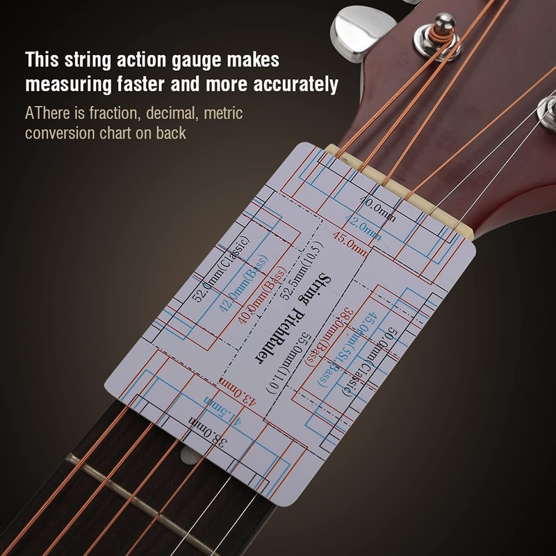 Guitar String Action Gauge Ruler, 2Pcs Double Sided Guitar Fingerboard
