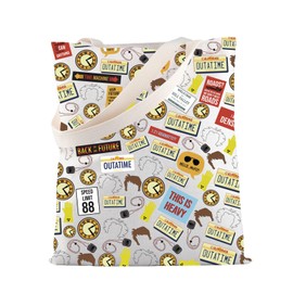 MBMSO 80s Movies Gifts Vintage Tote Bag Back to the Future Broadway Musical Inspired Gifts for Science Fiction Lovers Handbag (Canvas, 80s Movies TB)