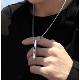 CrownOfRibbons Silver Bar Necklace for Men, Rectangle Pendant in a Gift Bag