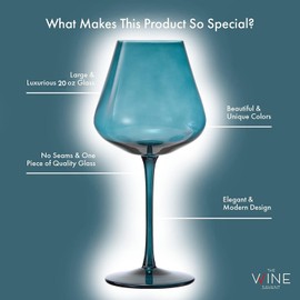 Khen Sunset Colored Crystal Wine Glass Set of 5, Large 20 OZ Glasses, Bright Italian Style Tall Stemmed Drinkware for Red & White Wine, Water Dinner Glasses, Color Beautiful Glassware - (Stemmed)