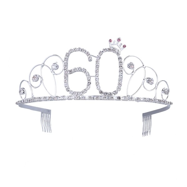 Frcolor Happy Birthday 60. Crystal Rhinestone Tiara Crown