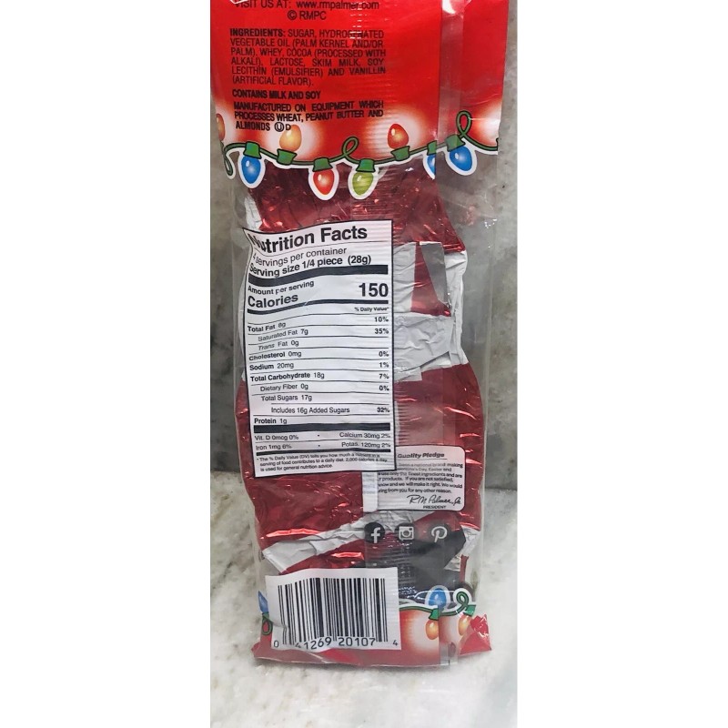 Palmers Palmer’s Flavored Solid Milk Chocolate Christmas Bar 4oz"Here Comes