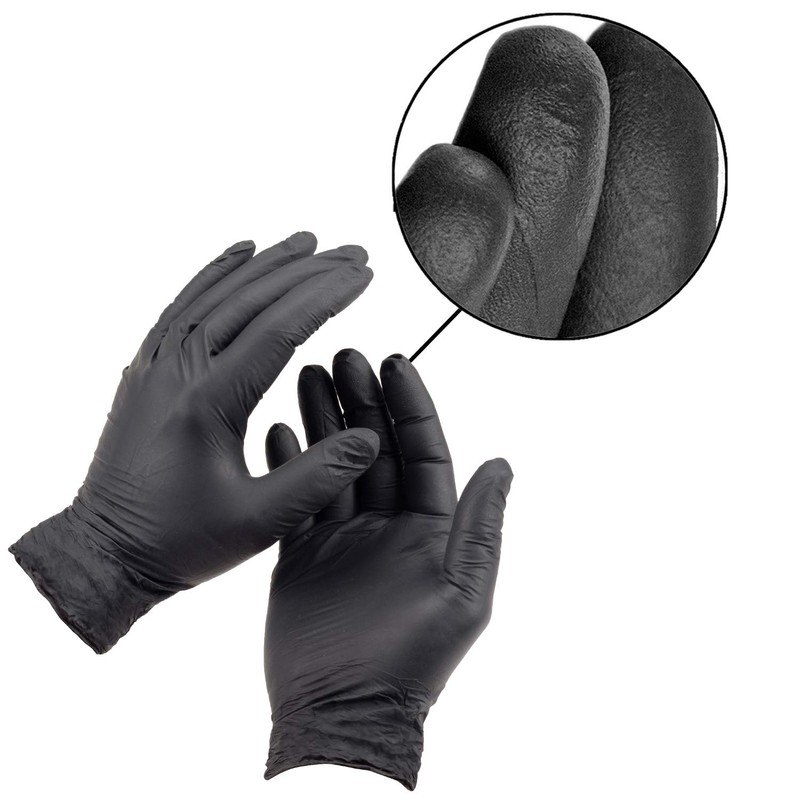 SHIELD Black Nitrile Heavy Duty Textured Gloves, 5 Mil, Powder-Free,