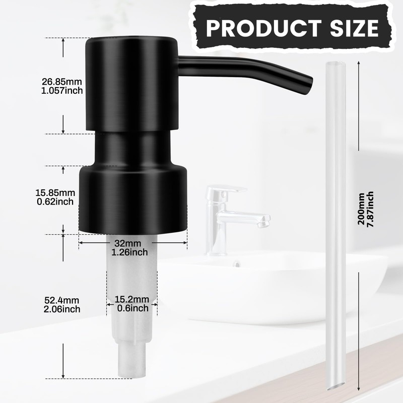 2 pcs 304 Stainless Steel Soap Dispenser Pump - Standard