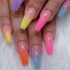 24pcs Long Coffin False Nails Multicolor Stick on Nails Pink