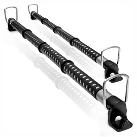 Zento Deals 2 Pack of Heavy Duty Expandable Clothes Bars Car Hangers Rod- Convenient Classic Black Combines with Strong Metal and Rubber Grips and Rings