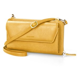 nuoku Womens RFID Wallet Purse Wristlet Crossbody Clutch with Zip Around 2 Strap, Yellow