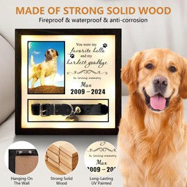 10"x10"Pet Collar Memorial Shadow Box Dog Picture Frame, Cat or Dog Memorial Gift Pet Sympathy Remembrance Gift Keepsake, for Multi Sizes Dogs