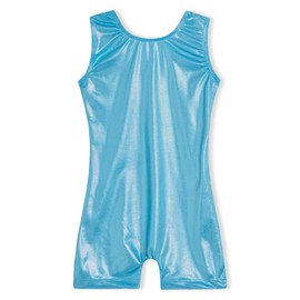 Domusgo - Maillot de gimnasia para niñas con pantalones cortos y brillantes de una sola pieza para niños, Bicicleta azul brillante, 7-8 Años
