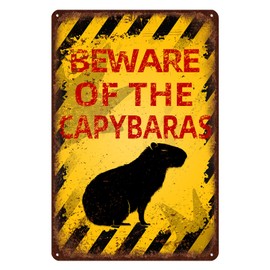 Vintage Capybara Metal Sign Beware of Capybara Aluminum Sign Funny Beware Animal Decor 12"x8" Inch