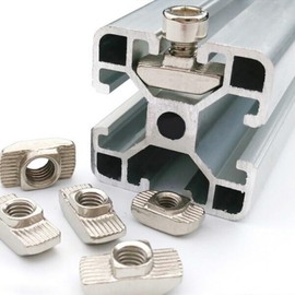 50pcs T-Nut Hammer Head Nut M6 Galvanised Silver Carbon Steel Fastener Aluminium Profile Extrusion Slot European Standard (EU30-M6 x 16.5 x 8)