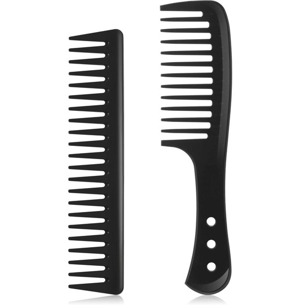 Pack of 2 Wide Tooth Detangling Comb Large Hair Detangling Comb Carbon Fibre Cutting Comb Antistatic Heat Resistant Styling Comb for Long, Wet Hair, Curly Hair