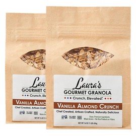 Laura's Gourmet Granola - Vanilla Almond Crunch - Gluten, Soy & Dairy Free - Organic Premium Honey, Almonds & Pure Ground Vanilla, Chef's Trifecta of Taste, Texture & Mouthfeel – 16 OZ - 2 Pack
