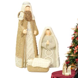 Table Top Nativity Scene - Holy Family Scene Nativity Statue,15cm/5.91 Inches Nativity Figurine, Christmas Scene for Home Decoration