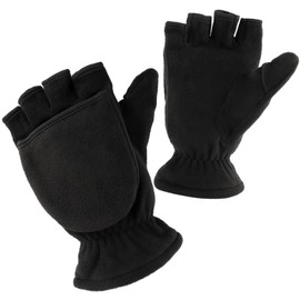 Winter Gloves, 1 Pair Winter Warm Gloves, Fingerless Polar Fleece Gloves, Mittens, Fingerless Warm Gloves, Windproof Gloves with Flip Cover for Men and Women, black