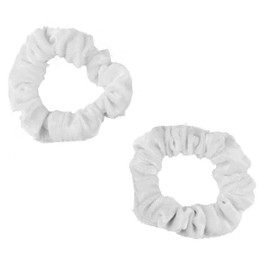 Mytoptrendz® 2 pcs Kids Skinny Hair Scrunchies Plain Premium Soft Smooth Velvet Small Hair Ties No Damage Pony Bands for Thin Hair Girls Women Hair Accessories (White)