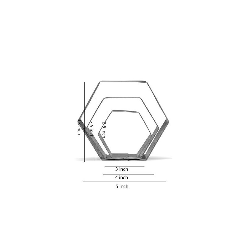 Large Hexagon Cookie Cutter Set - 5”,4”,3” - 3 Piece