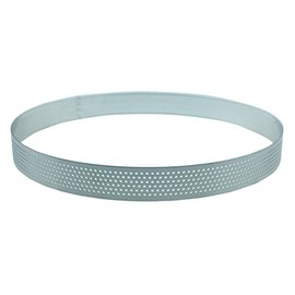 Keewah Round Perforated Tart Ring, 9", Stainless Steel