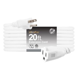 GE Outdoor Extension Cord Waterproof, Heavy Duty, 16AWG 3, 13 Amp 20 Ft, Long, UL Listed, White Outdoor Extension Cord, 81598