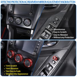 Air Conditioner Switch Knob Cover Fit for Subaru Forester 2013-2018/XV 2012-2017, Aluminum Rearview Mirror Adjustment Knob Cover AC Switch Knob Trim Ring, 4PCS (Red)