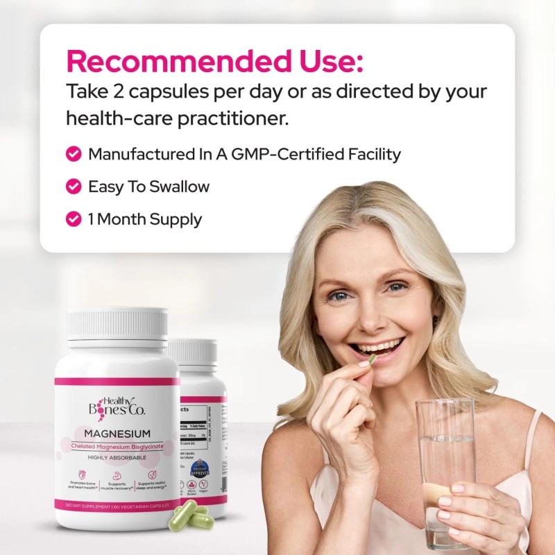 Healthy Bones Co. Chelated Magnesium Bisglycinate Capsules 300mg - Highly