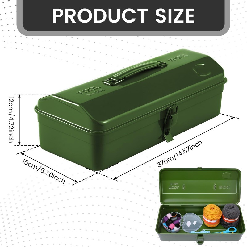 15 Inch Metal Tool Box with Lock - Portable Heavy