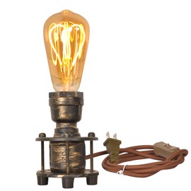 Modern Vintage Industrial Table Lamp Base E26 Edison - Antique Steampunk Accent Standing Lights, Retro Small Desk lamp Bedside for Living Room Bedroom Coffee House Bar Decoration(Bulbs Not Included)