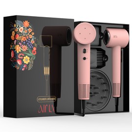 AINA Hair Dryer,Blow Dryer with Diffuser Brush Comb for Women - BLDC Hair Dryer - Brushless Motor, 110,000 RPM Lightweight,Ionic Travel, 3 Magnetic Attachments 110V/ALCI(Baby Pink)