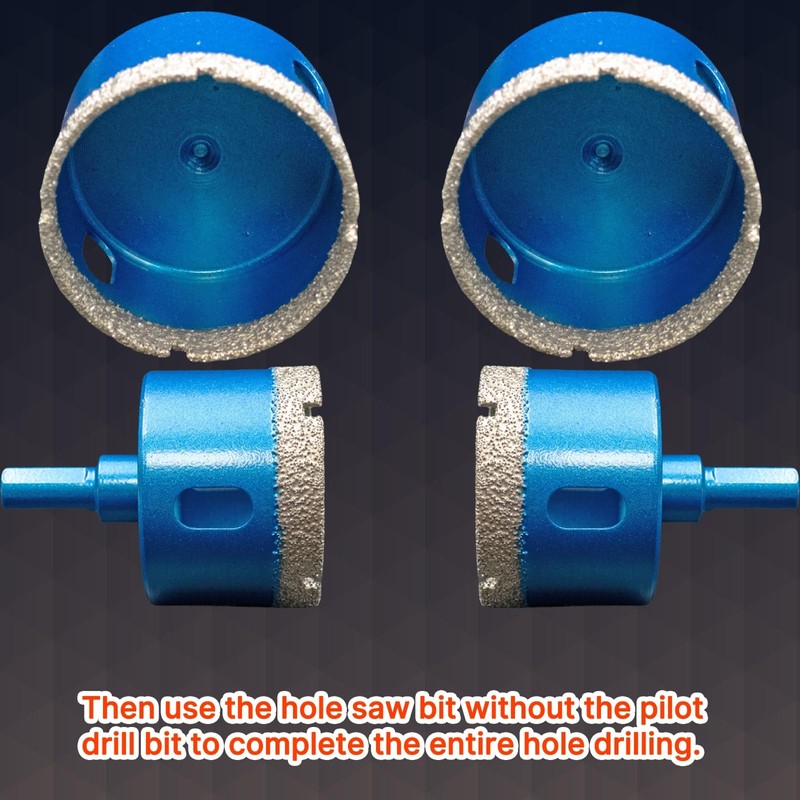 2" (50mm) Diamond Hole Saw Drill Bit Set - Includes