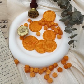 Andotopee 360pcs Bright Orange Wax Seal Beads, Premium Sealing Wax Pellets for Stamp Seals, Wedding Invitation, Letter Envelope, Thanks Card & Scrapbook DIY Crafts